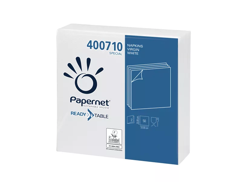 Tovaglioli in Carta Papernet - 2 Veli - 33x33 cm - 400710 (Bianco Conf. 50)