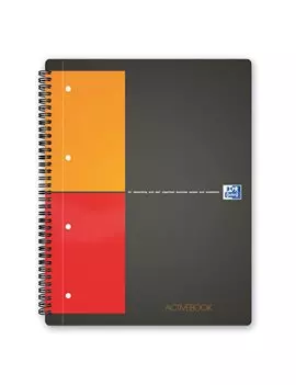 Blocco Spiralato Activebook International Oxford - A4 Maxi - 80 Fogli - 1 Rigo con Margini - 100102994 (Nero Arancione e Rosso)