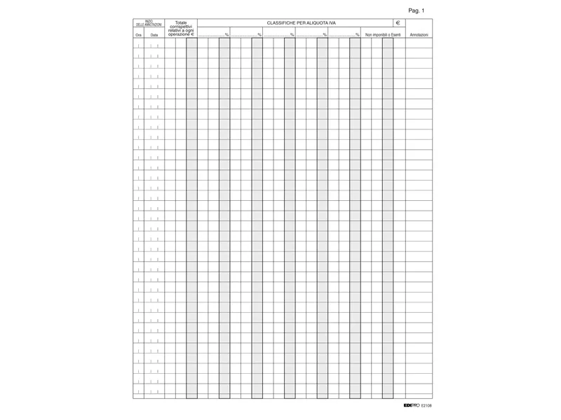Registro IVA Corrispettivi per Mancato Funzionamento Registratore di Cassa Edipro - 31x24,5 cm - E2108