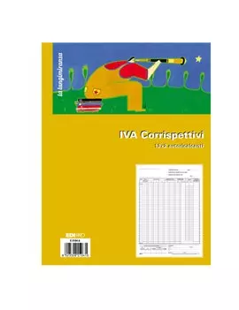 Registro Prima Nota IVA Corrispettivi Edipro - 23x29,7 cm - 13/13 Fogli Autoricalcanti - E2104A