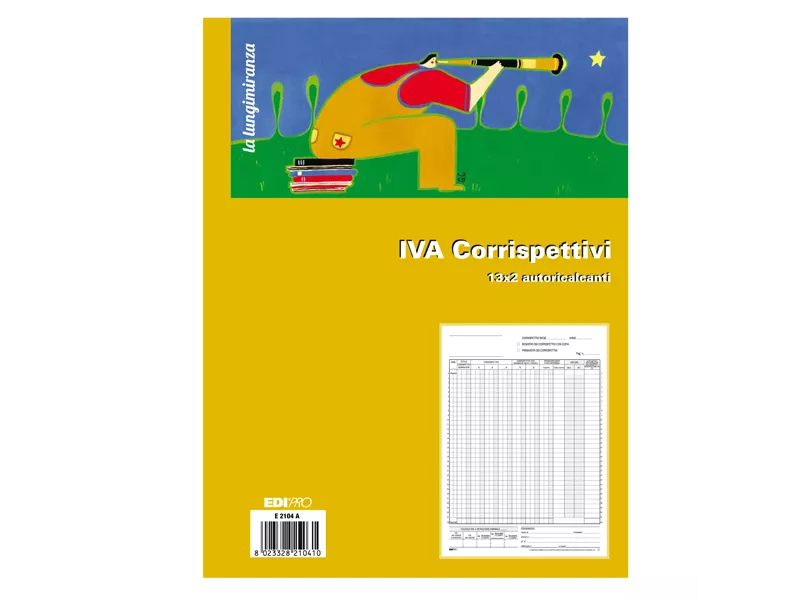 Registro Prima Nota IVA Corrispettivi Edipro - 23x29,7 cm - 13/13 Fogli Autoricalcanti - E2104A Registro Prima Nota IVA Corrispettivi Edipro - 23x29,7 cm - 13/13 Fogli Autoricalcanti - E2104A