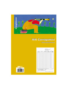 Registro Prima Nota IVA Corrispettivi Edipro - 23x29,7 cm - 13/13 Fogli Autoricalcanti - E2104A