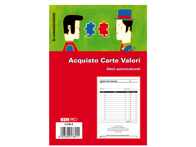 Blocco Acquisto Valori Bollati Edipro - 15x23 cm - 50/50 Fogli Autoricalcanti - E5784A Blocco Acquisto Valori Bollati Edipro - 15x23 cm - 50/50 Fogli Autoricalcanti - E5784A