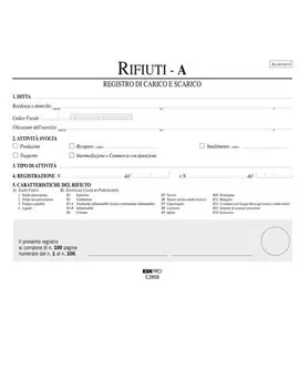 Blocco Carico/Scarico Rifiuti Detentori (Mod. A) Edipro - 22,5x29,7 cm - 100 Pagine Numerate - E2868
