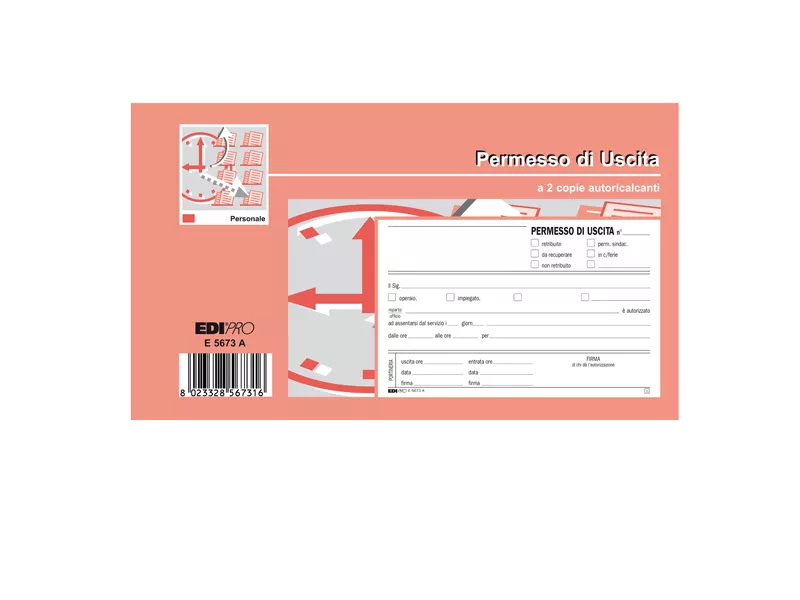 Blocco Permessi di Uscita Edipro - 17x9,9 cm - 50 Pagine - E5673A