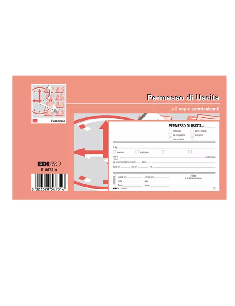 Blocco Permessi di Uscita Edipro - 17x9,9 cm - 50 Pagine - E5673A Blocco Permessi di Uscita Edipro - 17x9,9 cm - 50 Pagine - E5673A