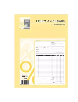 Blocco Fatture 3 Aliquote IVA Edipro - 21x29,7 cm - 50/50 Fogli Autoricalcanti - E5303A
