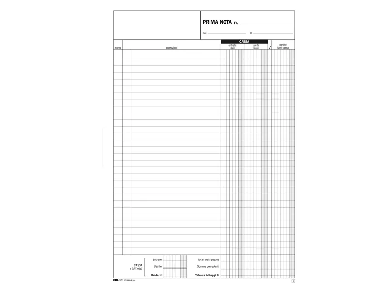 Blocco Prima Nota Cassa Entrate/Uscite Edipro - 21x31 cm - 50/50 Fogli Autoricalcanti - E5359A