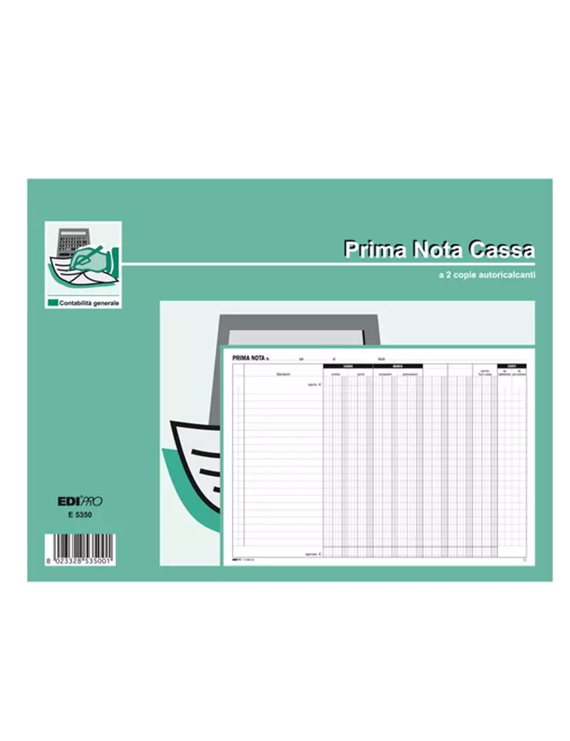 Blocco Prima Nota Cassa/Banca Edipro - 22x30 cm - 50/50 Fogli Autoricalcanti - E5350 Blocco Prima Nota Cassa/Banca Edipro - 22x30 cm - 50/50 Fogli Autoricalcanti - E5350