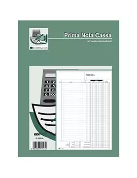 Blocco Prima Nota Cassa Entrate/Uscite/IVA Edipro - 21x31 cm - 50/50 Fogli Autoricalcanti - E5356A