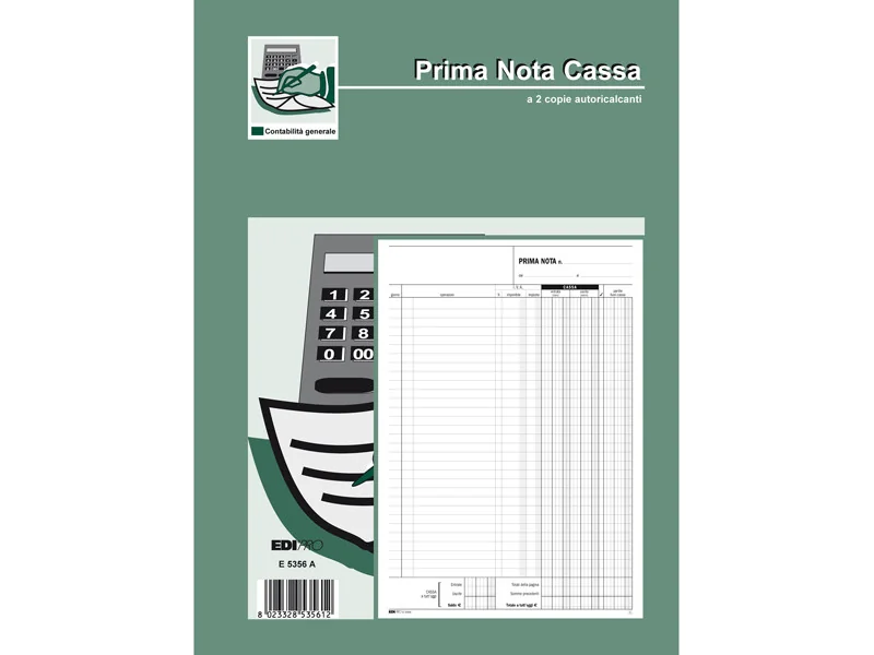 Blocco Prima Nota Cassa Entrate/Uscite/IVA Edipro - 21x31 cm - 50/50 Fogli Autoricalcanti - E5356A