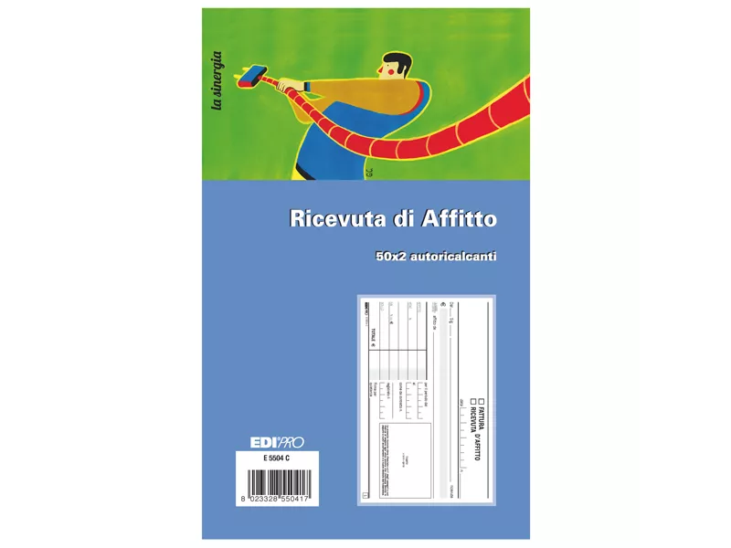 Blocco Ricevute di Affitto Edipro - 9,9x17 cm - 50/50 Fogli Autoricalcanti - E5504C Blocco Ricevute di Affitto Edipro - 9,9x17 cm - 50/50 Fogli Autoricalcanti - E5504C