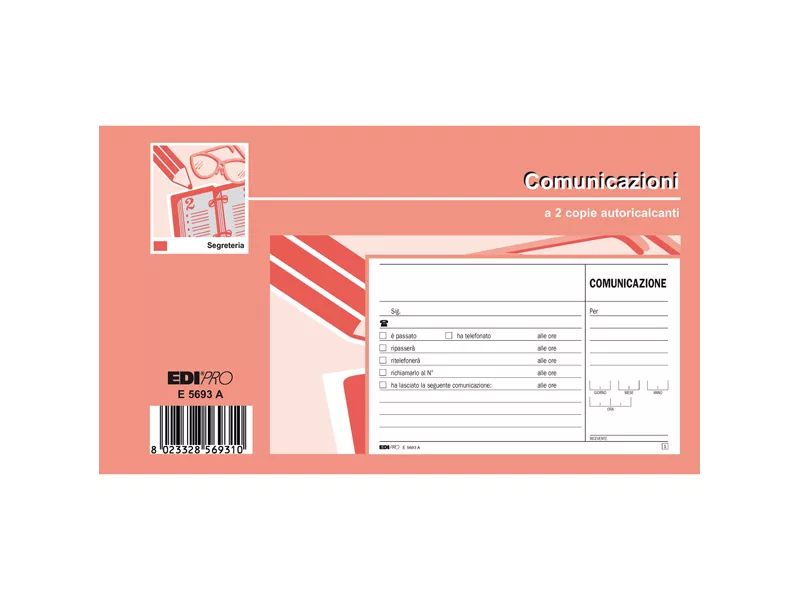 Blocco Comunicazioni Telefoniche Edipro - 9,9x17 cm - 50/50 Fogli Autoricalcanti - E5693A