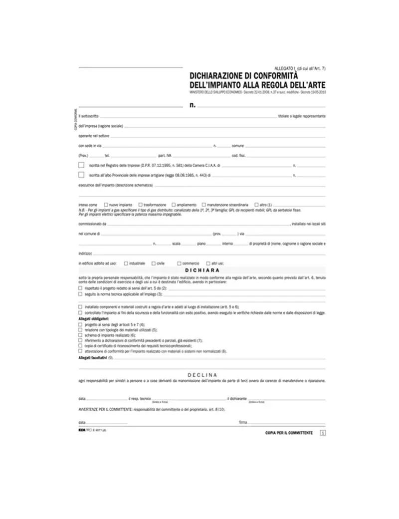Dichiarazione Conformità Impianto Edipro - Snap 5 Copie Autoricalcanti - 21x29,7 cm - 100 Pagine - E9071 Dichiarazione Conformità Impianto Edipro - Snap 5 Copie Autoricalcanti - 21x29,7 cm - 100 Pagine - E9071