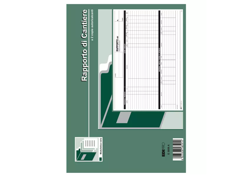 Blocco Rapporto di Cantiere Edipro - 21x30 cm - 50/50 Pagine Autoricalcanti - E5859A Blocco Rapporto di Cantiere Edipro - 21x30 cm - 50/50 Pagine Autoricalcanti - E5859A