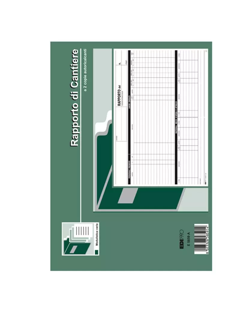 Blocco Rapporto di Cantiere Edipro - 21x30 cm - 50/50 Pagine Autoricalcanti - E5859A Blocco Rapporto di Cantiere Edipro - 21x30 cm - 50/50 Pagine Autoricalcanti - E5859A