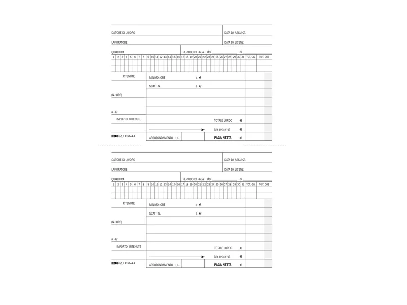 Blocco Retribuzioni Domestici Edipro - 15x24 cm - 25/25/25 Fogli Autoricalcanti - E5744A