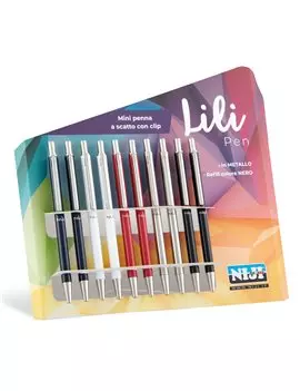 Penna a Sfera a Scatto Mini Lili Pen Niji - 0,5 mm - 1301 (Assortiti Conf. 10)