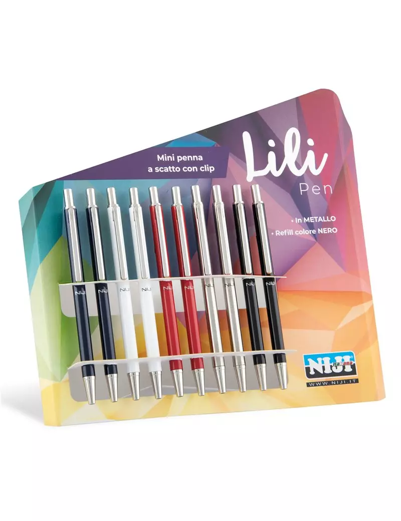 Penna a Sfera a Scatto Mini Lili Pen Niji - 0,5 mm - 1301 (Assortiti Conf. 10) Penna a Sfera a Scatto Mini Lili Pen Niji - 0,5 mm - 1301 (Assortiti Conf. 10)
