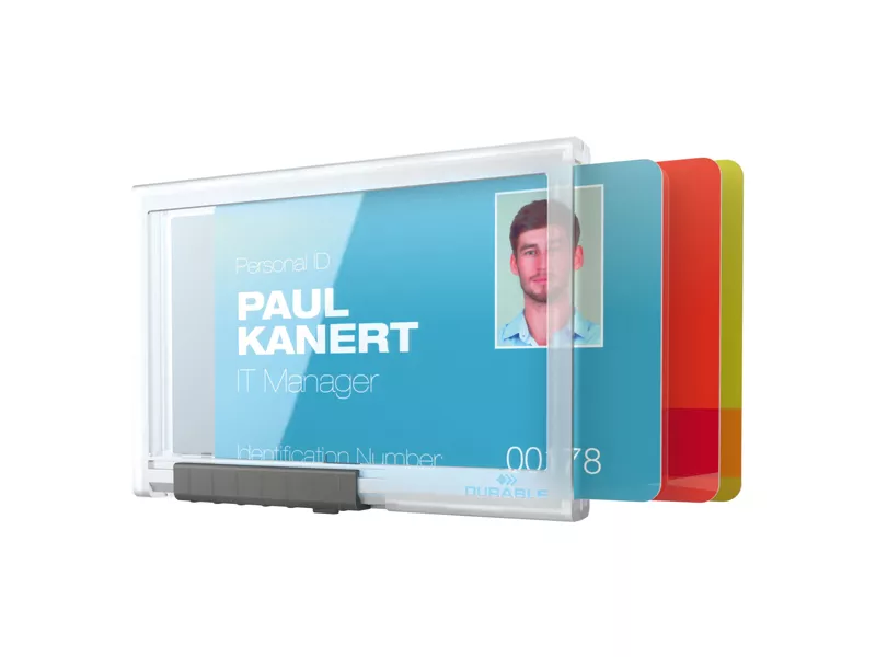 Portabadge PushBox Trio Durable - 5,4x8,7 cm - 3 Tessere - 8920-19 (Trasparente Conf. 10)