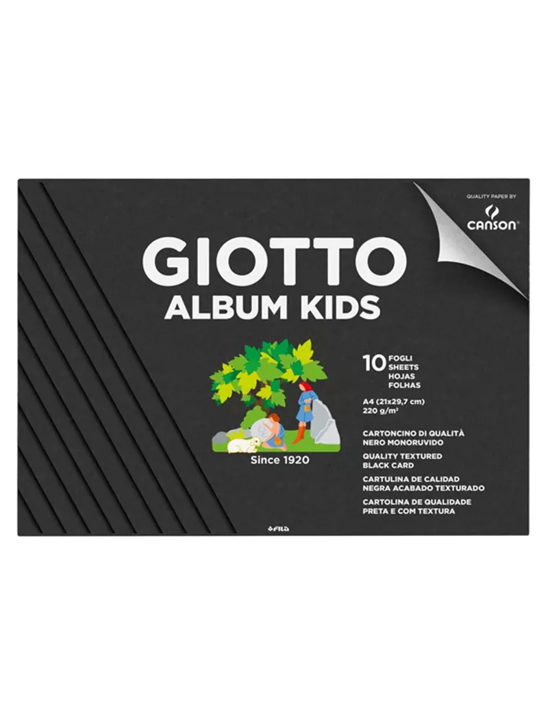 Album Kids Giotto Fila - A4 - Ruvido - Carta Colorata - 580600 (Nero Conf. 5)