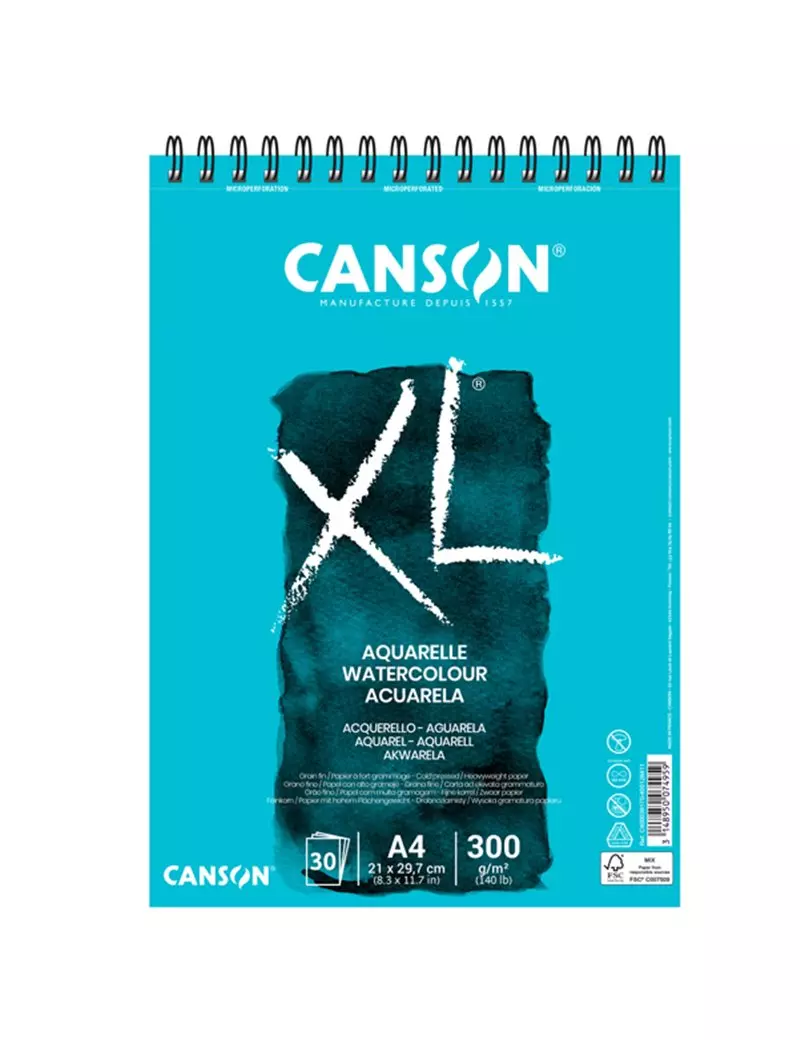 Album XL Aquarelle Canson - A4 - 300 g - 30 Fogli - 400039170 (Bianco Conf. 5)