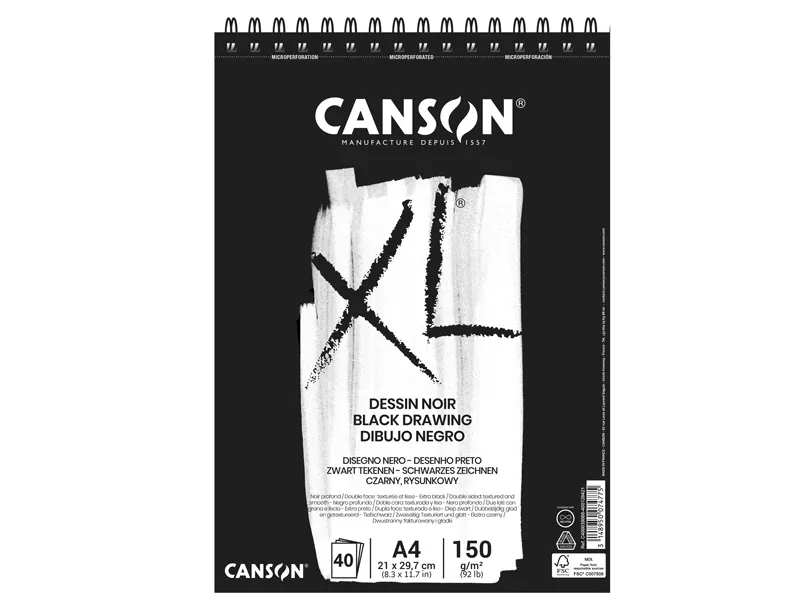 Album XL Dessin Noir Canson - A4 - 150 g - 40 Fogli - 400039086 (Bianco Conf. 5)