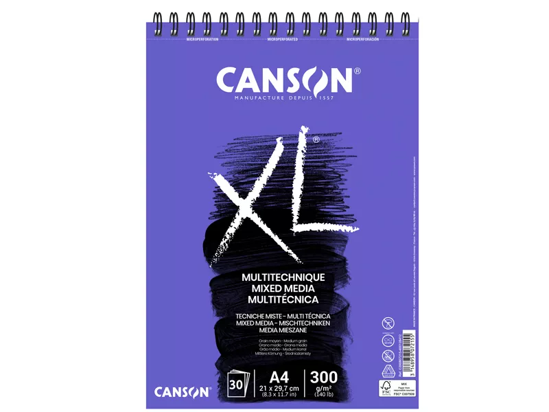 Album XL Mix Canson - A4 - 300 g - 30 Fogli - 200807215 (Bianco Conf. 5)