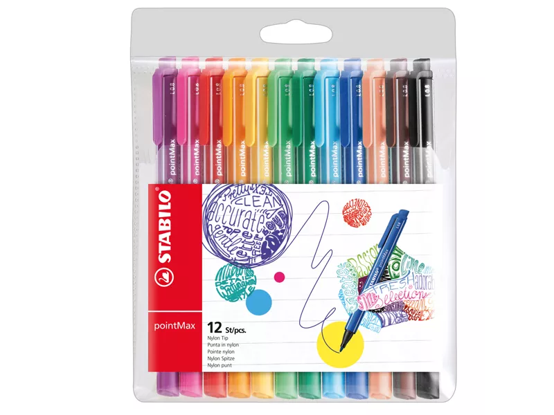 Fineliner PointMax Stabilo - 0,8 mm - 488/12-01 (Assortiti Conf. 12)