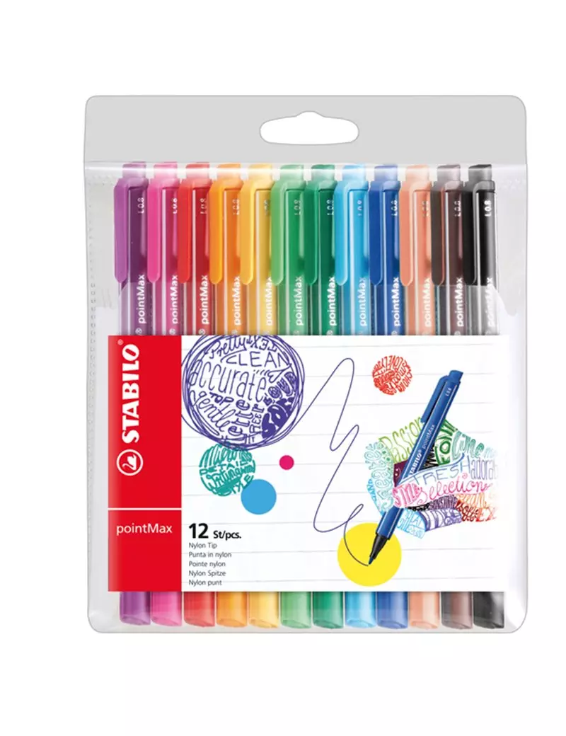 Fineliner PointMax Stabilo - 0,8 mm - 488/12-01 (Assortiti Conf. 12) Fineliner PointMax Stabilo - 0,8 mm - 488/12-01 (Assortiti Conf. 12)