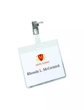 Badge in PVC con Clip in Metallo Durable - 6x9 cm (Trasparente Conf. 5)