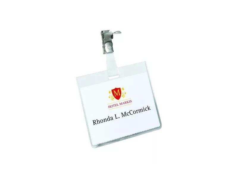 Badge in PVC con Clip in Metallo Durable - 6x9 cm (Trasparente Conf. 5) Badge in PVC con Clip in Metallo Durable - 6x9 cm (Trasparente Conf. 5)