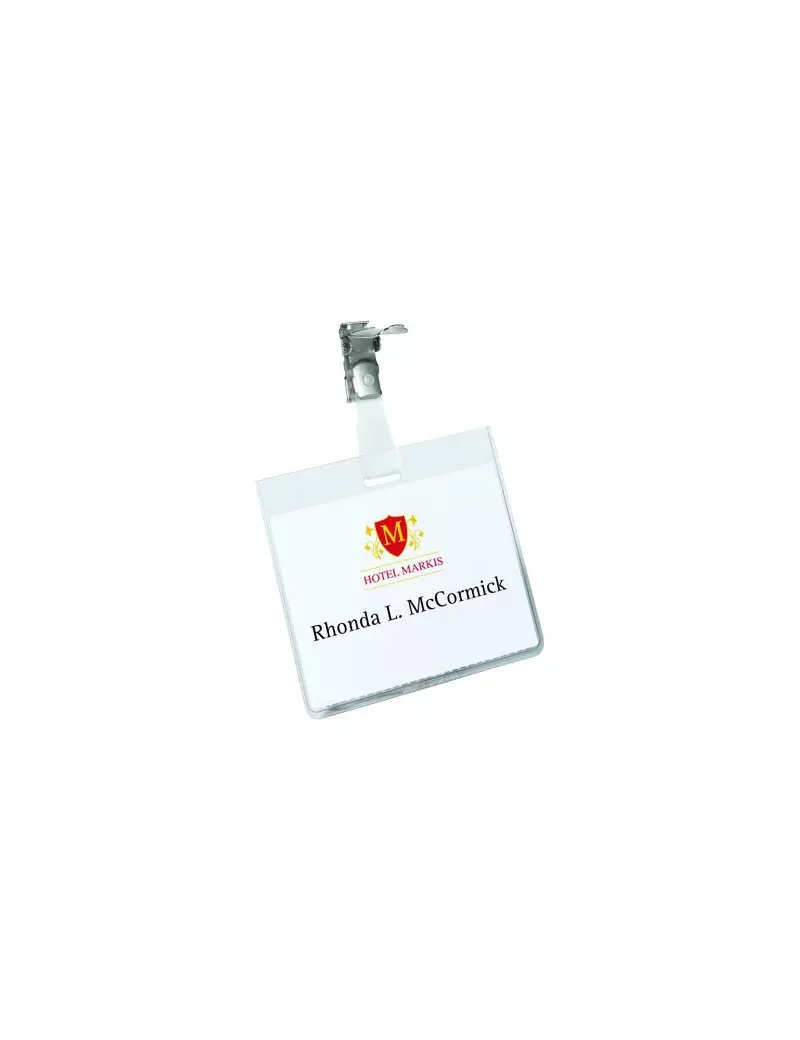 Badge in PVC con Clip in Metallo Durable - 6x9 cm (Trasparente Conf. 5)