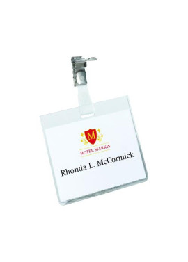 Badge in PVC con Clip in Metallo Durable - 6x9 cm (Trasparente Conf. 5)