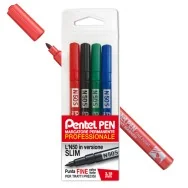 Marcatore Permanente N50S Slim Pentel - Punta Tonda - 1 mm - 0022066 (Assortiti Conf. 4)