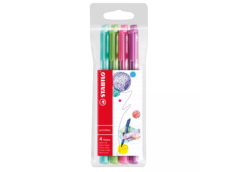 Fineliner PointMax Stabilo - 0,8 mm - 488/4-01 (Assortiti Conf. 4)