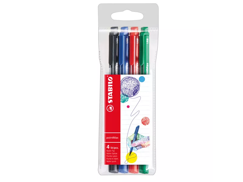 Fineliner PointMax Stabilo - 0,8 mm - 488/4 (Assortiti Conf. 4)