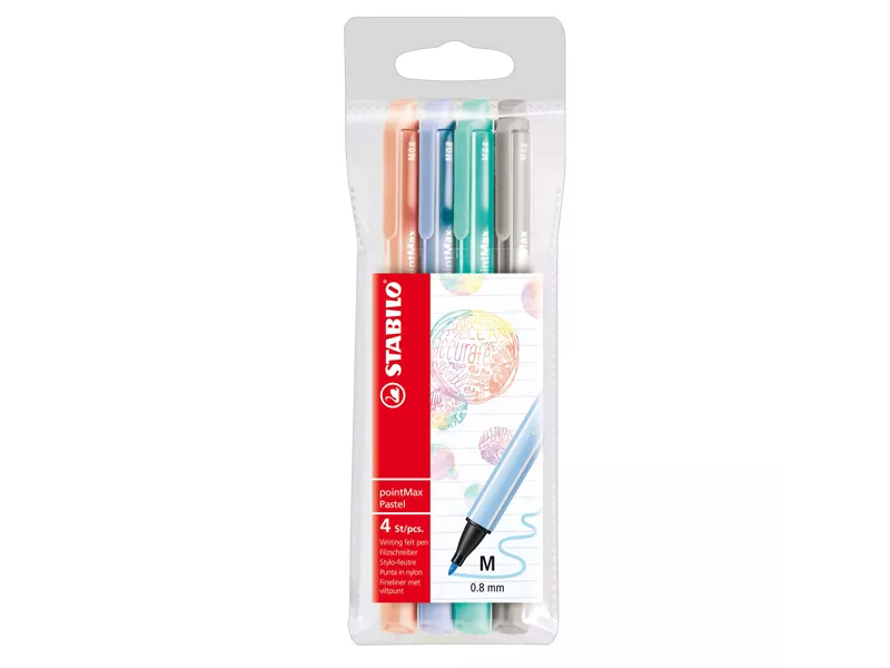 Fineliner PointMax Stabilo - 0,8 mm - 488/4-02 (Assortiti Conf. 4)