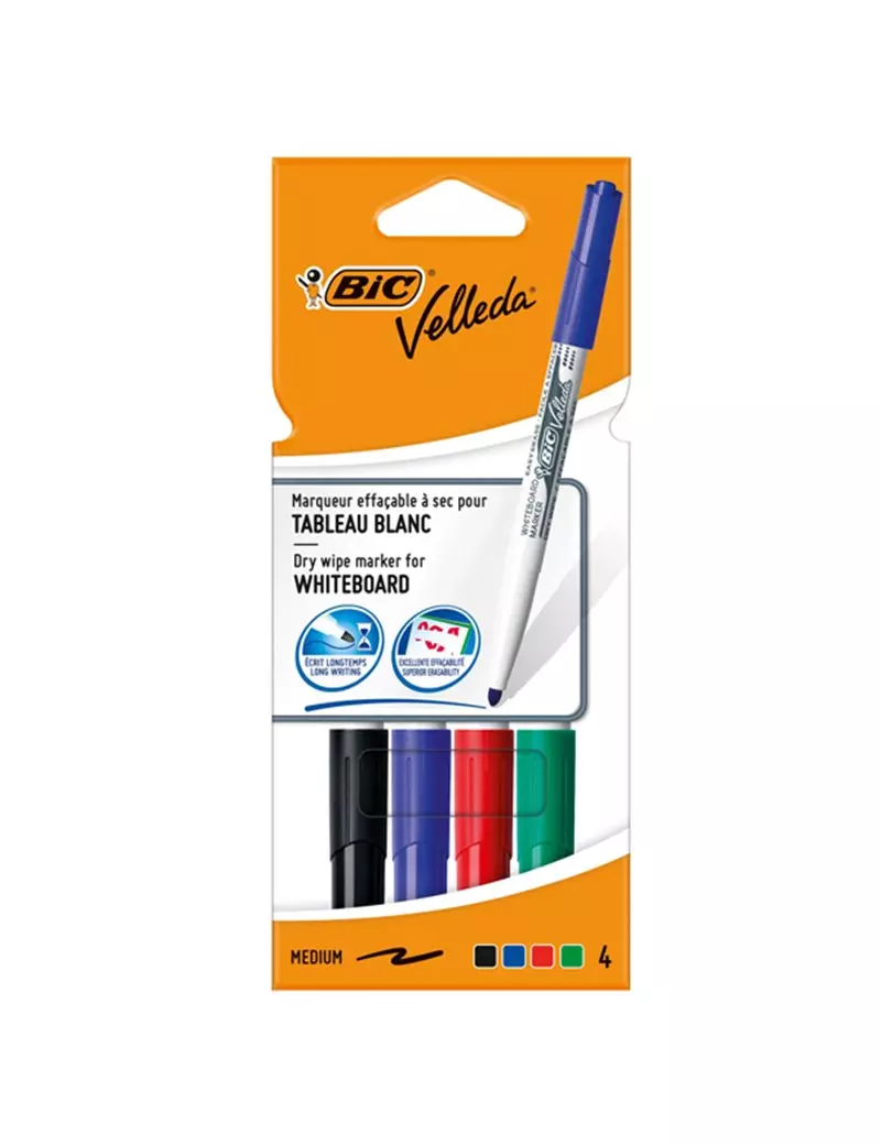 Marcatore per Lavagne Velleda 1741 Bic - Punta Tonda - 1,4 mm - 503842 (Assortiti Conf. 4) Marcatore per Lavagne Velleda 1741 Bic - Punta Tonda - 1,4 mm - 503842 (Assortiti Conf. 4)