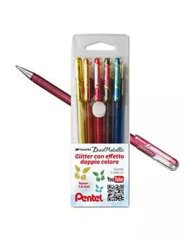 Penna Roller Gel Hybrid Dual Metallic Pentel - 1 mm - 0022064 (Assortiti Conf. 5)