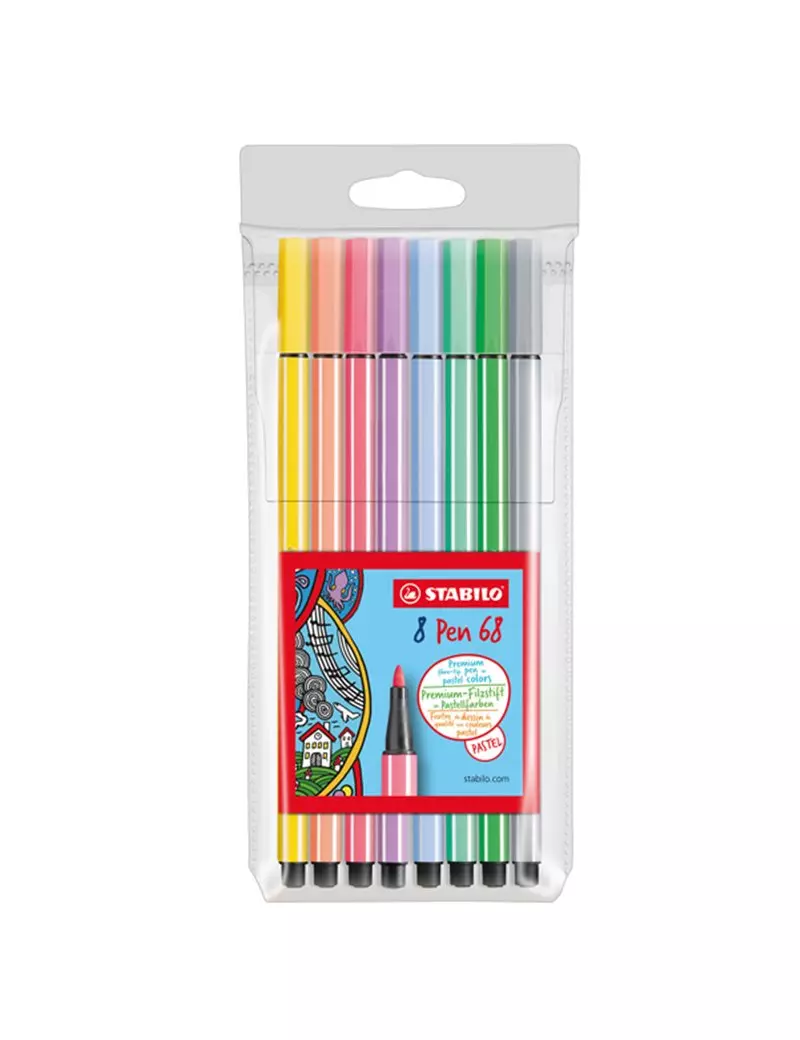 Pennarello Pen 68 Stabilo - 1 mm - 68/8-01 (Assortiti Pastello Conf. 8) Pennarello Pen 68 Stabilo - 1 mm - 68/8-01 (Assortiti Pastello Conf. 8)