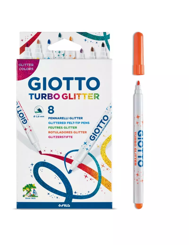 Pennarelli Turbo Glitter Giotto Fila - 2,8 mm - 425800 (Assortiti Conf. 8) Pennarelli Turbo Glitter Giotto Fila - 2,8 mm - 425800 (Assortiti Conf. 8)