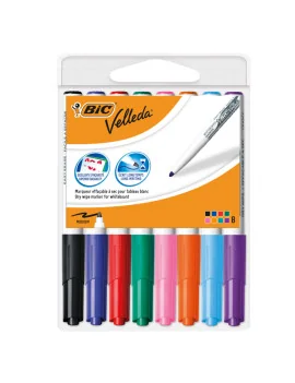 Marcatore per Lavagne Velleda 1741 Bic - Punta Tonda - 1,4 mm - 503844 (Assortiti Conf. 8)