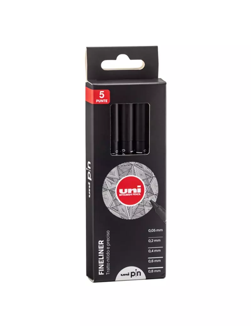 Fineliner Pin Uni-Ball - Tratti Vari - M-PIN5P1 (Nero Conf. 5) Fineliner Pin Uni-Ball - Tratti Vari - M-PIN5P1 (Nero Conf. 5)