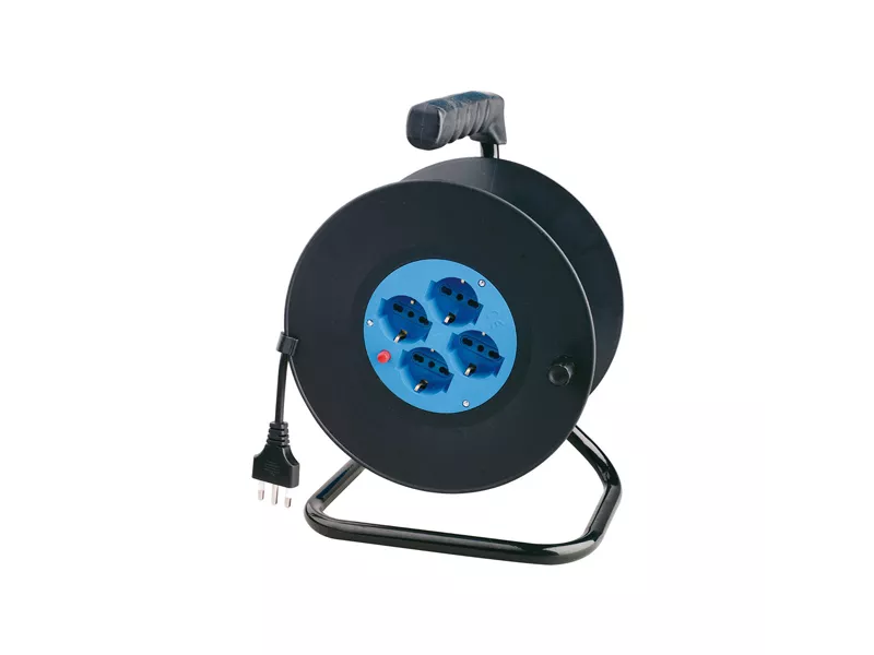 Prolunga con Avvolgicavo MKC - 25 m - 4 Prese Schuko/Bipasso 10A/16A - 492518044 (Nero)