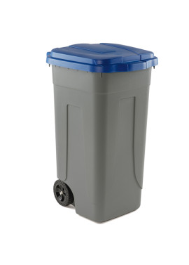 Bidone Carrellato Medial International - 49x54x85 cm - 100 Litri - Chiusura a Clip - 100/GRC-BLB (Grigio e Blu)