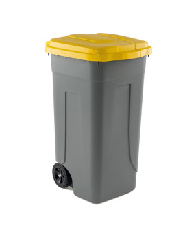 Bidone Carrellato Medial International - 49x54x85 cm - 100 Litri - Chiusura a Clip - 100/GRC-GIA (Grigio e Giallo)