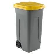 Bidone Carrellato Medial International - 49x54x85 cm - 100 Litri - Chiusura a Clip - 100/GRC-GIA (Grigio e Giallo)