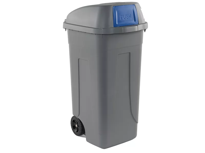 Bidone Carrellato Push Medial International - 49x54x95 cm - 100 Litri - Chiusura a Campana - 100P/GRC-BLB (Grigio e Blu)