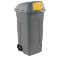 Bidone Carrellato Push Medial International - 49x54x95 cm - 100 Litri - Chiusura a Campana - 100P/GRC-GIA (Grigio e Giallo)